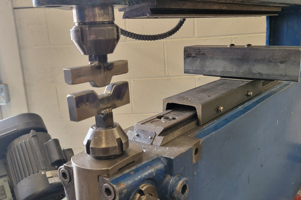 Metalworking machine with a workpiece on a table