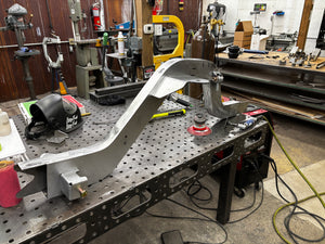 Welded and blended chassis rail with mocked up parts