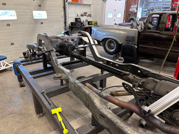 Undercarriage of a vehicle in a garage setting