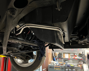 Undercarriage of a vehicle in a garage setting