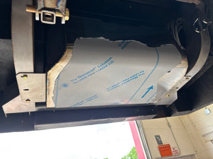 Stainless fuel tank assembly installed to verify fitment in chassis