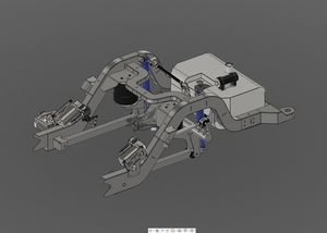 3D model of a mechanical arm on a gray background